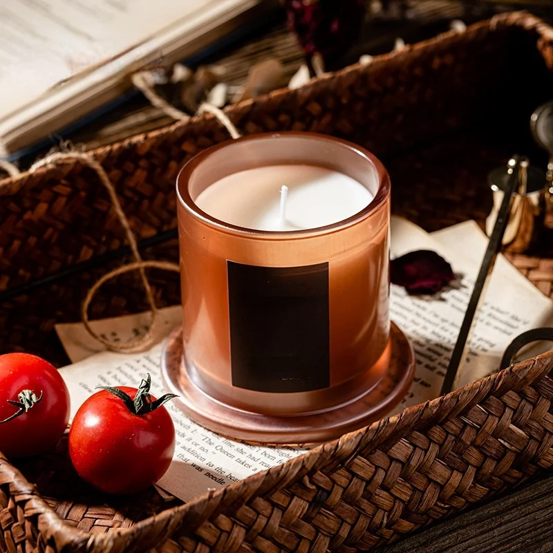 Vela dorada para aromaterapia, cubierta de vidrio, aceite esencial, estilo Tropical, sin humo, regalo de mano, decoraci&oacute;n de SPA-0