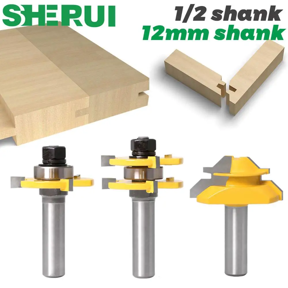 Набор насадок для фрез с языком и пазом хвостовиком 1/2 дюйма концевой насадкой
