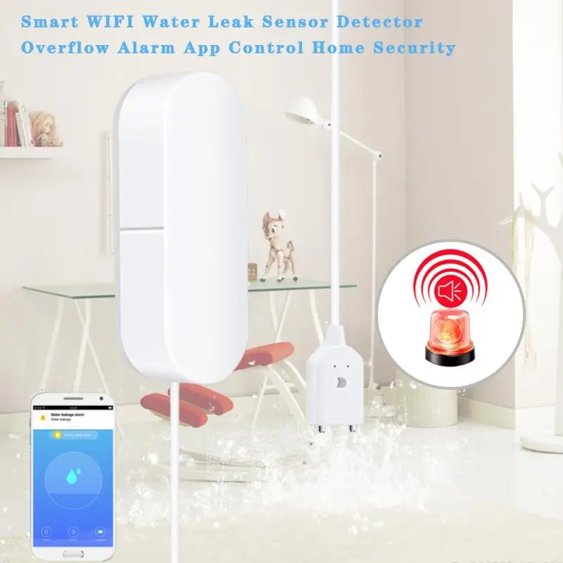 Беспроводной датчик утечки воды Wi-Fi уровня с сигнализацией водонепроницаемый