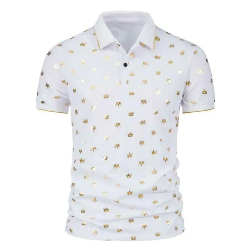 

Men Summer Casual Short Sleeve Lapel Collar T-Shirt Print Slim Shirts Tops