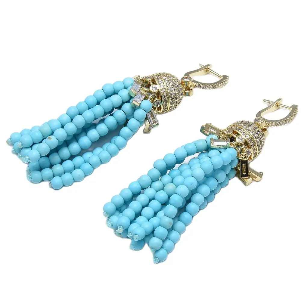 

GG ювелирные изделия синие круглые бирюзовые кристаллы CZ покрытые золотом серьги с крючком CZ фитинги для женщин Подарки