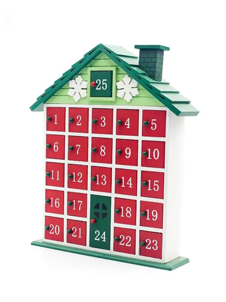 Деревянная коробка для хранения с рождественским календарем цвет обратный
