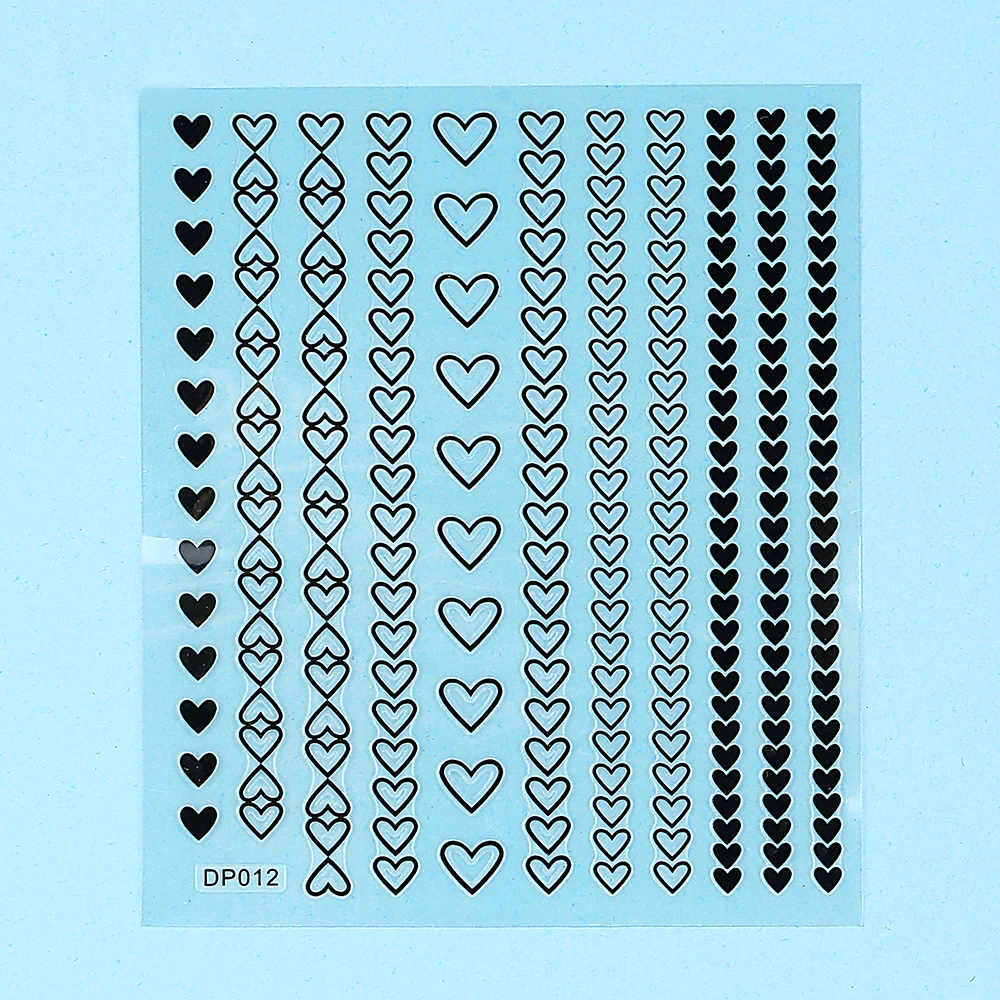 1 лист шикарные 3D Золотые белые серебряные черные сердца уши риса узор наклейки