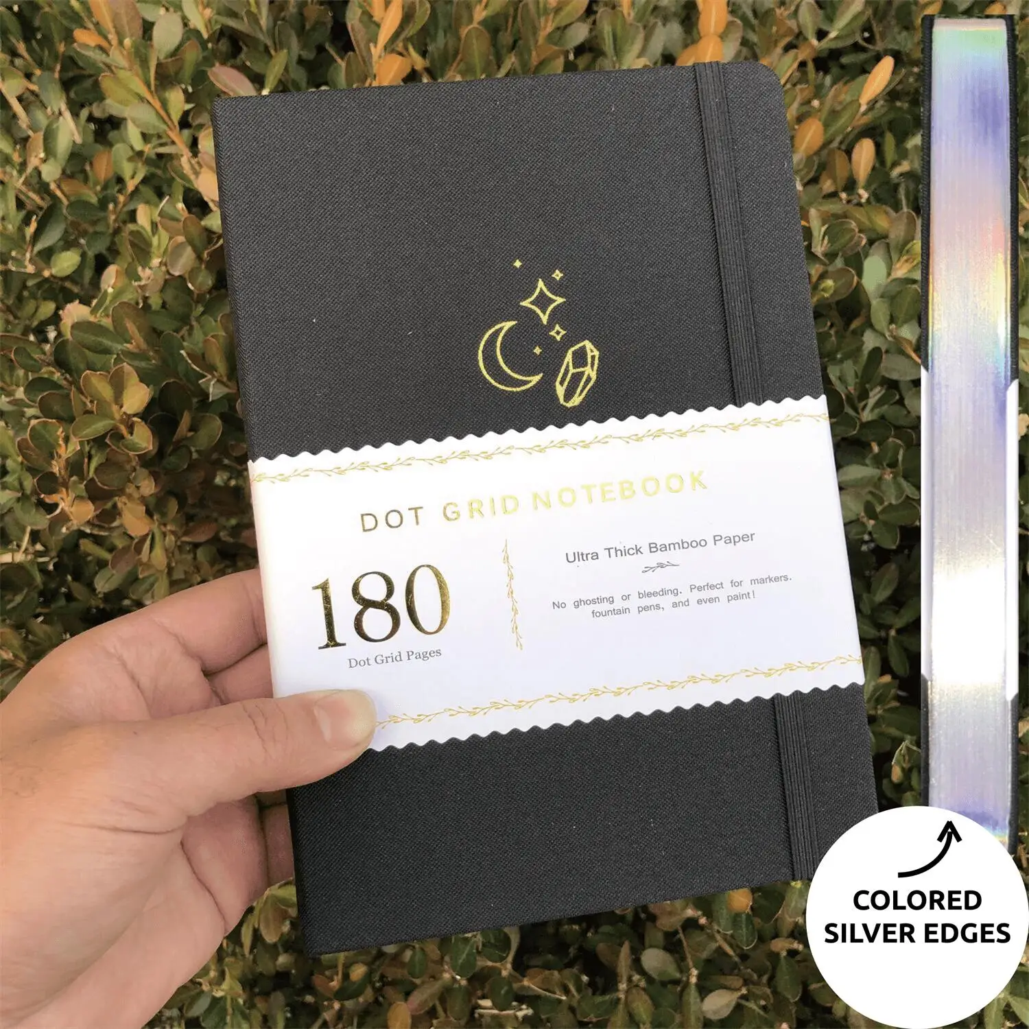 

Diamond & Moon A5 Dotted Notebook Fabric Hardcover Watercolor Journal Sketchbook 180gsm Bamboo Paper Waterproof Cover