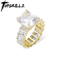 topgrillz 2020 new square rings high quality copper gold color iced cubic zirconia rings hip hop fashion jewelry gift for women