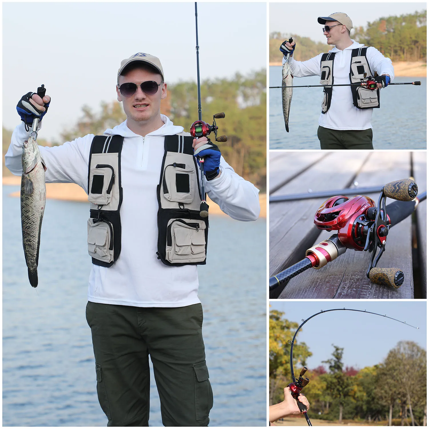 

Sougayilang 1.8-2.1m Fishing Rod Combo Portable 4 Section Carbon Rod and 9+1BB High Speed Gear Ratio 8:1 Baitcsting Reel Set