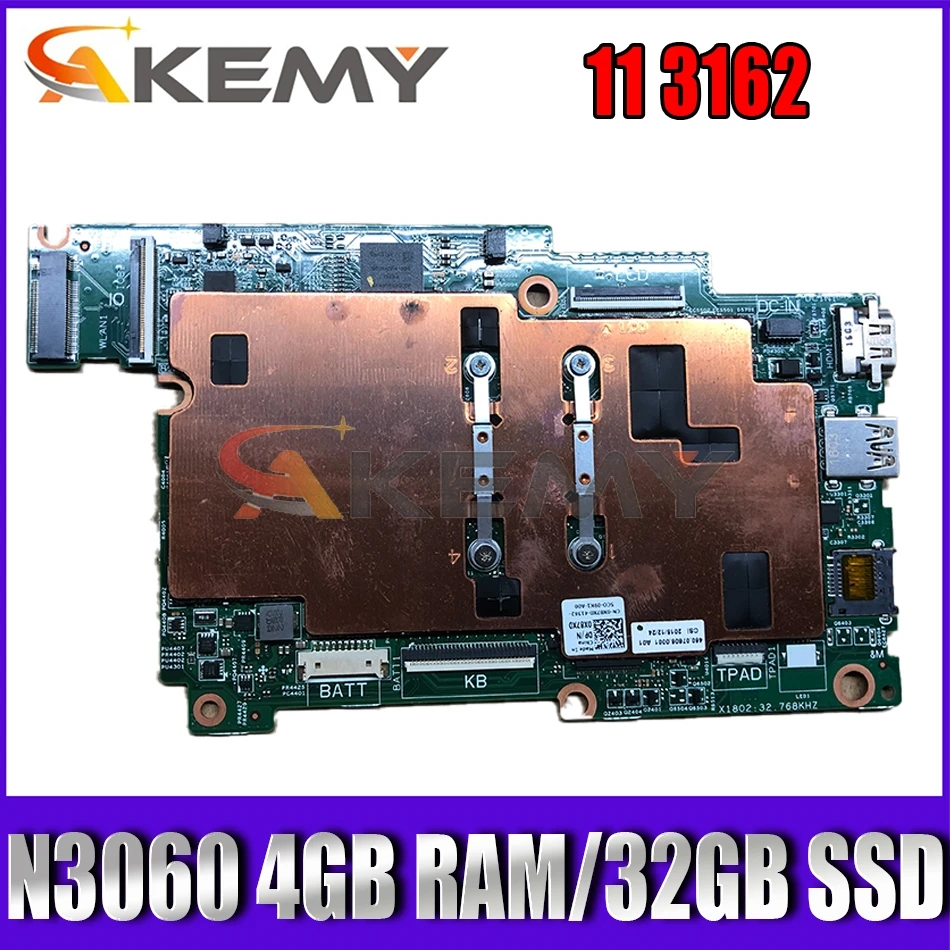 

CN-03483Y 3483Y FOR Dell Inspiron 11 3162 Laptop Motherboard 15235-1 PWB:CNJV4 N3060 CPU with 4GB Momery 32GB Mainboard 100%test