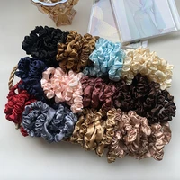 3pcs satin solid color large intestine hair tie ropes for women girls elastic hairband scrunchies ponytail holder hair accessory