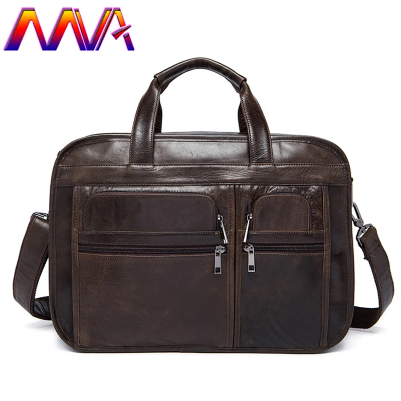 MVA Новая мужская кожаная сумка для ноутбука портфель 100% натуральная мужчин