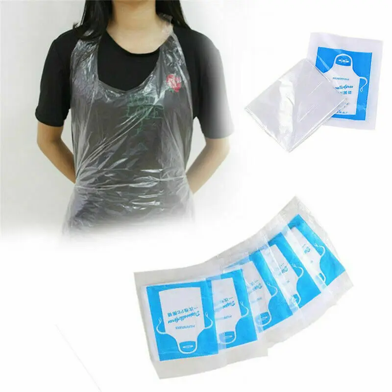 

100 шт./набор, многофункциональные одноразовые фартуки унисекс, водонепроницаемые маслостойкие прозрачные фартуки для готовки, покраски, ку...