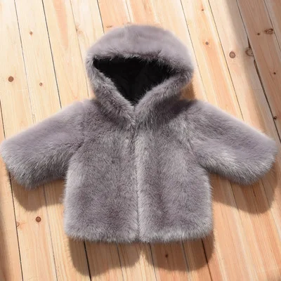 Grey Hooded Пальто из искусственного меха для мальчиков детские зимние куртки теплая детская куртка с капюшоном из искусственного лисьего меха для девочек пальто с мехом для малышей Верхняя одежда TZ149 - Цвет: Grey Hooded