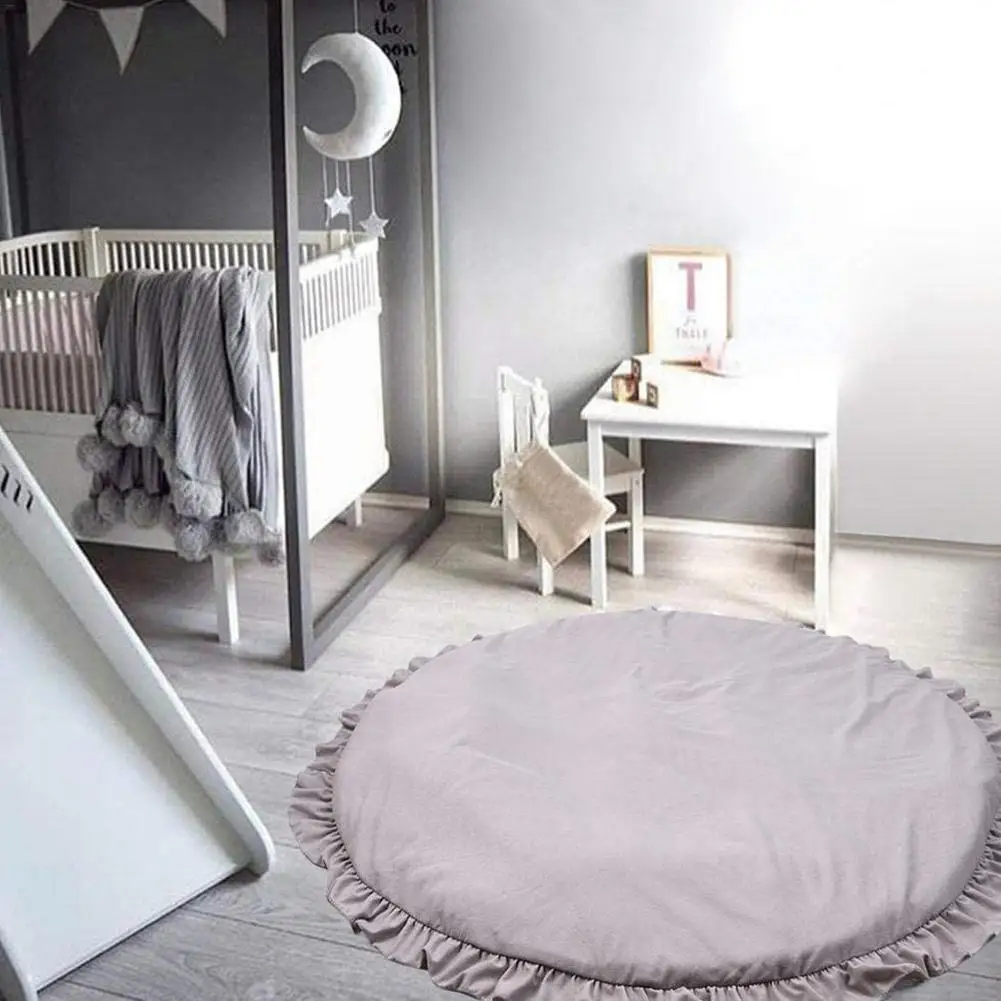 

Cartoon Animals Baby Plays Mats Pad Toddler Kids Crawling Rug Mat Toys Photo Round Blanket Carpet Props Room Decor For Chil Q5V2