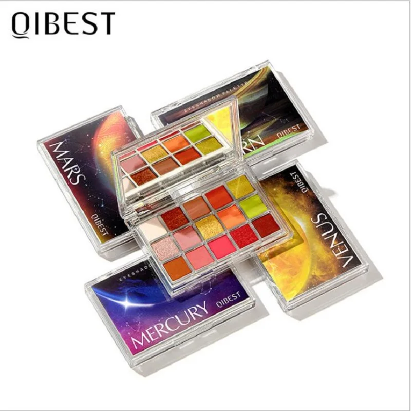 

QIBEST Glitter Eyeshadow Palette 15 Colors Planet Holographic Pigment Matte Shimmer Eye Shadow Powder Shiny Eye Makeup Pallete