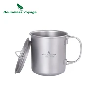 boundless voyage 450ml titanium cup with folding handle outdoor camping hiking ultralight coffee tea wine water soup mug ti1544c