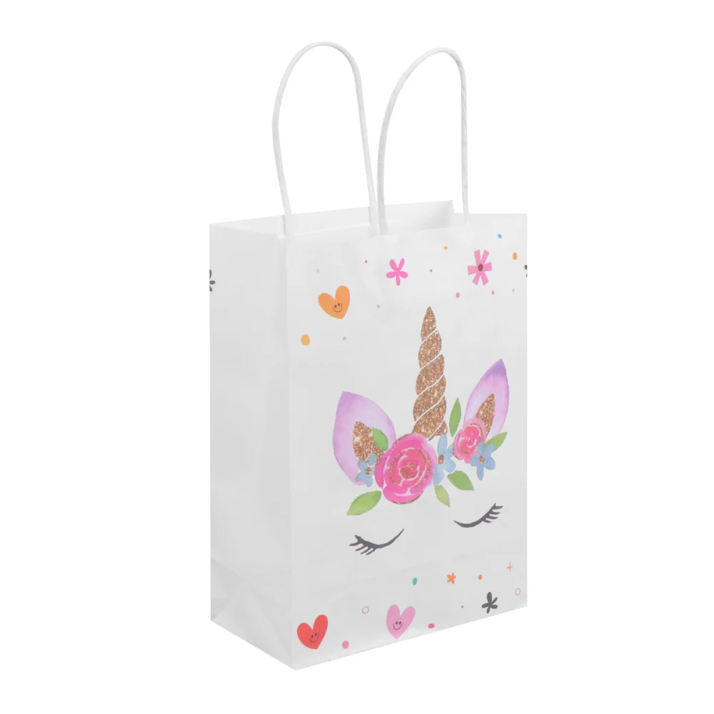 

20pcs Kraft Paper Tote Bags Party Gift Bag Colorful Favor Present Pouch Candy Storage Bag for Birthday Party