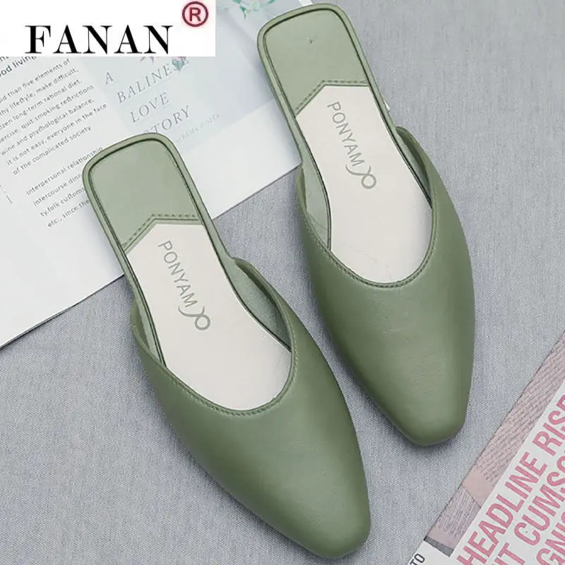 

2021 Low-heel Slippers Women Fashion Baotou Shoes for Women Slippers Outdoor Leisure Lazy Slippers PU Comfortable Platform Shoes