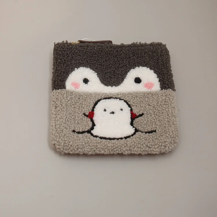 Светло-серый Cute Penguin Plush Mini Wallet Soft Positive Energy Penguin Plush Coin Purse Girls Lovers Valentine's Gifts - Цвет: Светло-серый