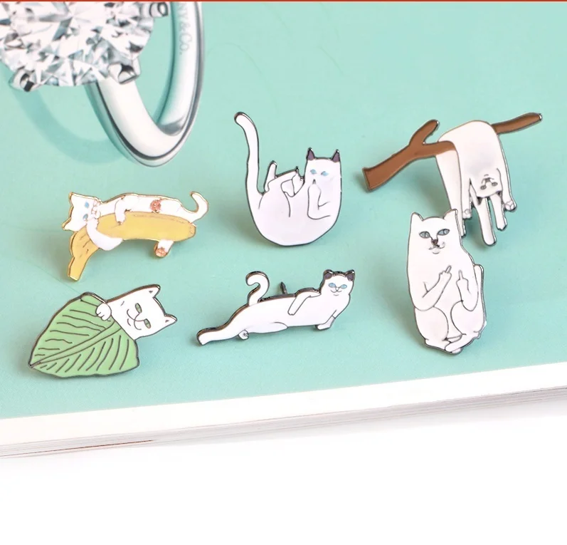 Cartoon Funny Cats Metal Brooch Pins Badge Pinback Button Corsage Gift Men Women Unisex Jewelry | Украшения и аксессуары
