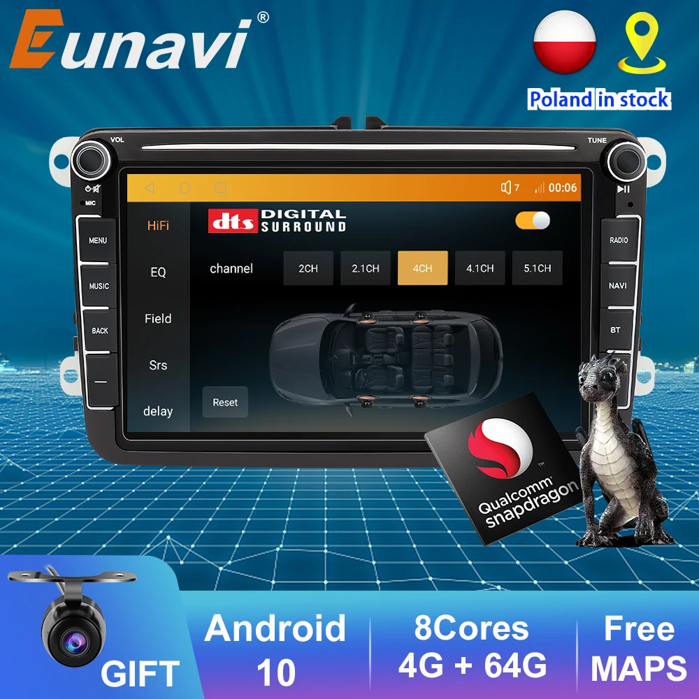 Автомагнитола Eunavi мультимедийный проигрыватель на Android 2din для автомобилей VW Passat