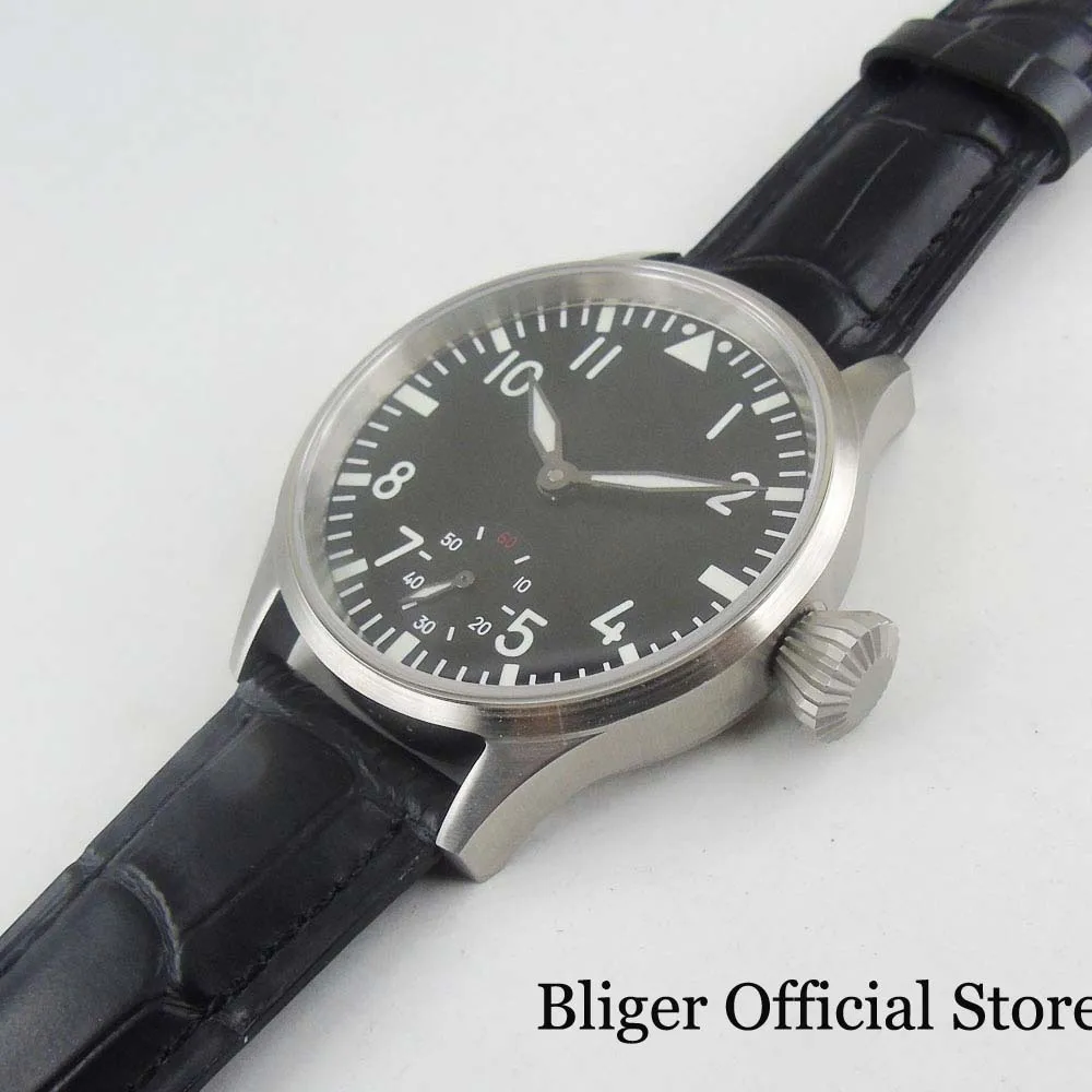 Высокое качество механические матовые 43 мм часы 6498 ручной обмотки механизм