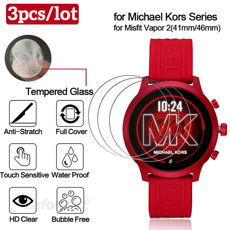 3pcs Tempered Glass for Michael Kors Access Sofie HR/Grayson Gen2/MKT5068/lexington gen 5 Screen Protector for Misfit Vapor 2