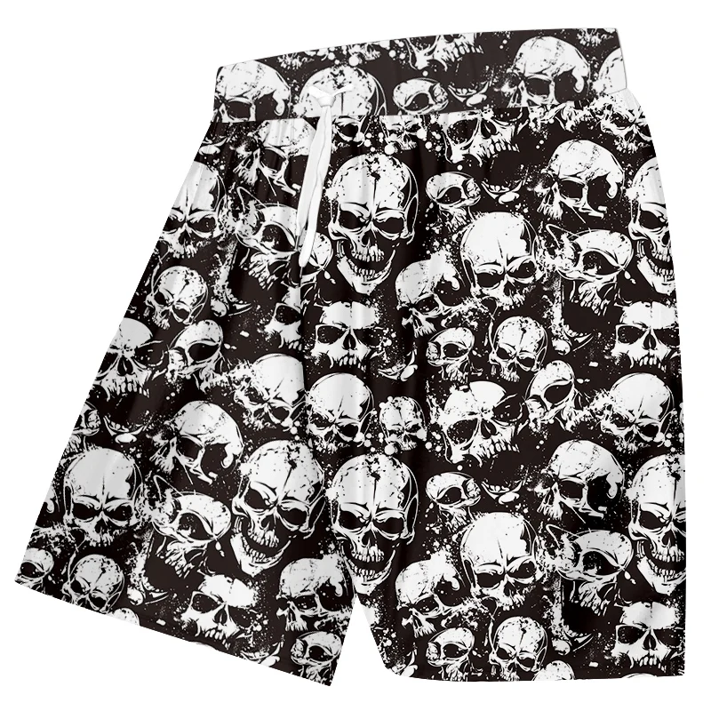 Спортивные шорты с 3D-принтом черепа пляжные брюки мужские черные и белые летняя