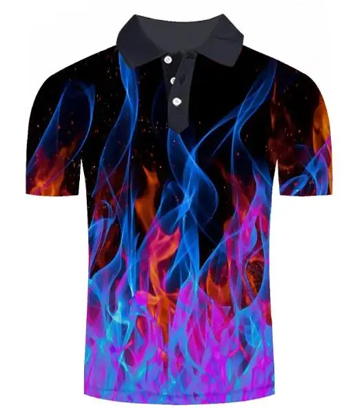 2019 new polo shirt men New Polo Men Summer Shirt Short-sleeve Poloshirts Fashion flame Print Camisa Tops Te |