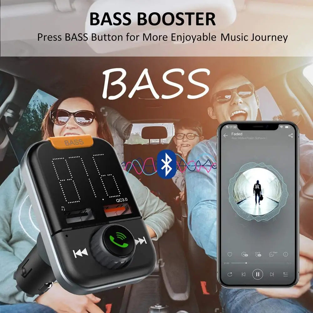 Беспроводной радиоадаптер VANJEW Blutooth 5 0 fm передатчик QC3.0 Двойной Автомобильный MP3