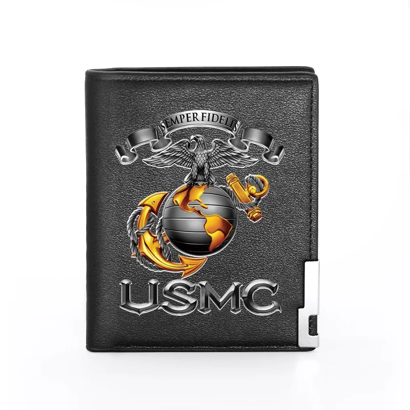 

Крутой тематический кошелек морской пехоты США из искусственной кожи для мужчин и женщин, мужской короткий кошелек для удостоверения лично...