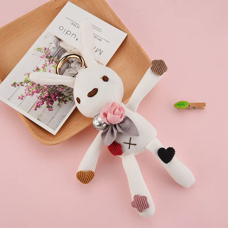 

Wish Rabbit Keychain Plush Cotton Long Foot Bunny Key Chain Keyring Charm Warm Lucky Bag Pendant Gifts