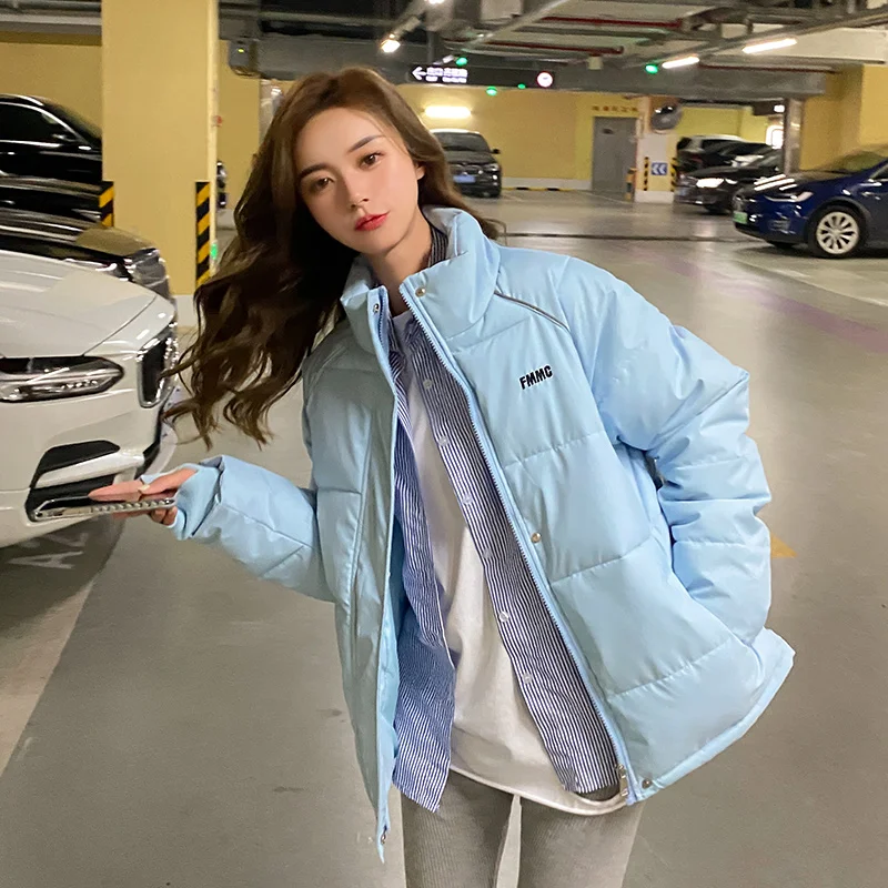 JESSIC Winter Women Oversized Parkas Jacket Fashion Solid Stand Collar Thick Warm Padded Coat Casual Winter Outwear Jacket Parka