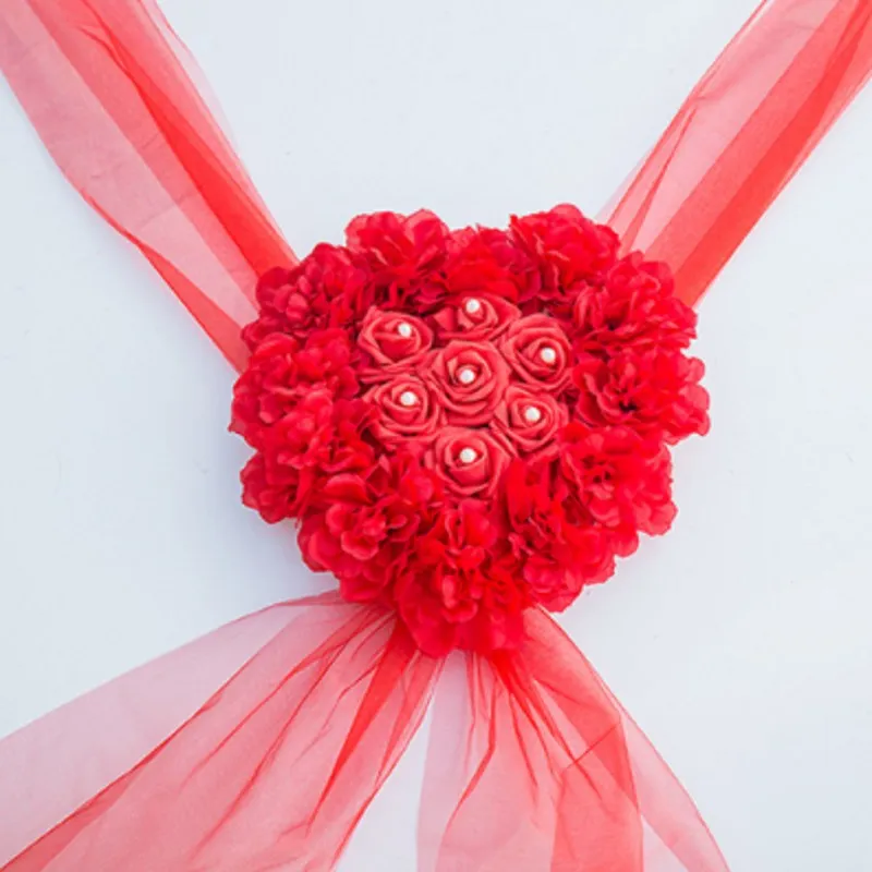 

Romantic Style Heart-shaped Wedding Car Decoration Flowers Set Wedding Decorative Simulation Car Wedding PE Rose Flowers