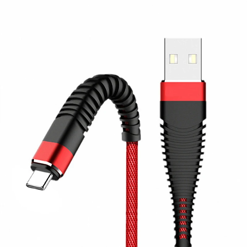Красный Type-C Usb 1 м Быстрая быстрая зарядка нейлоновая оплетка 2.4A для huawei Xiaomi зарядный кабель шнур зарядный кабель - Цвет: Красный