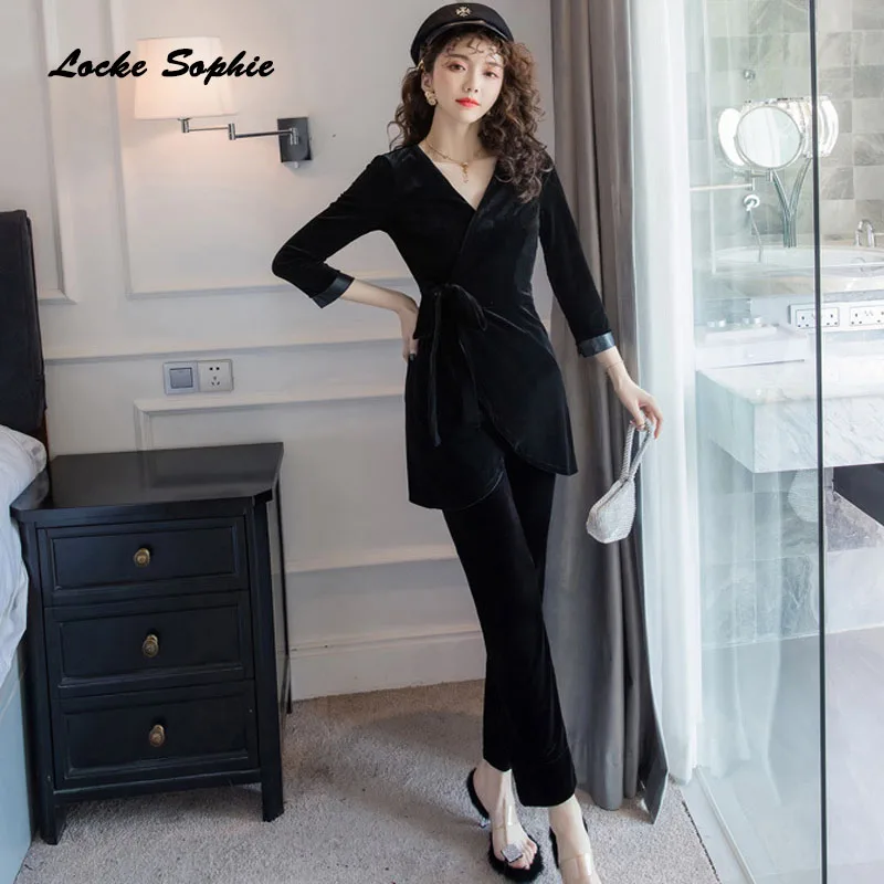 Женский спортивный костюм-двойка из 2 предметов пальто юбки весна 2020 бархатный