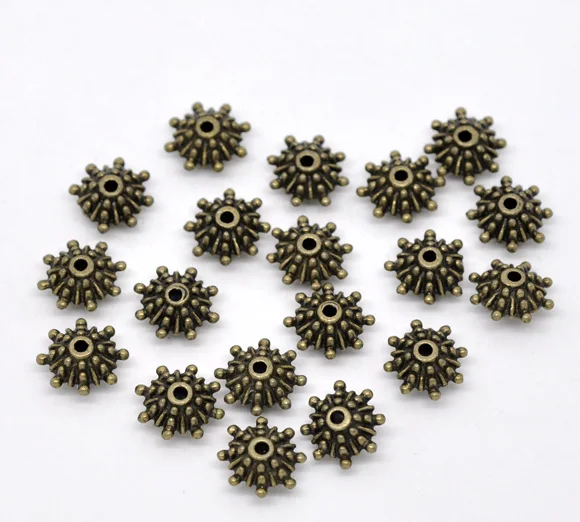 

DoreenBeads 12mm Spacer Beads Snowflake Antique Bronze Color Metal Loose Beads DIY Making Bracelets Necklace Jewelry Gifts,50PCs