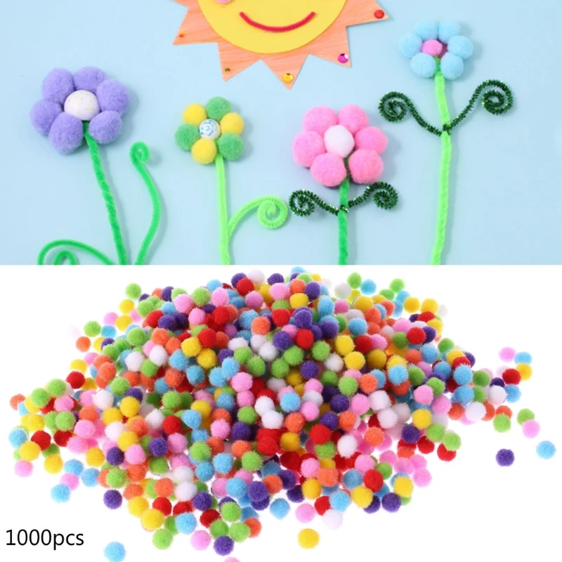 1000Pcs Soft Round Fluffy Craft PomPoms Ball Mixed Color Pom Poms 10mm DIY | Игрушки и хобби