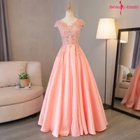 beauty emily gorgeous 2022 long lace appliques pink evening dresses v neck sleeveless pleated prom gown for ceremony party dress