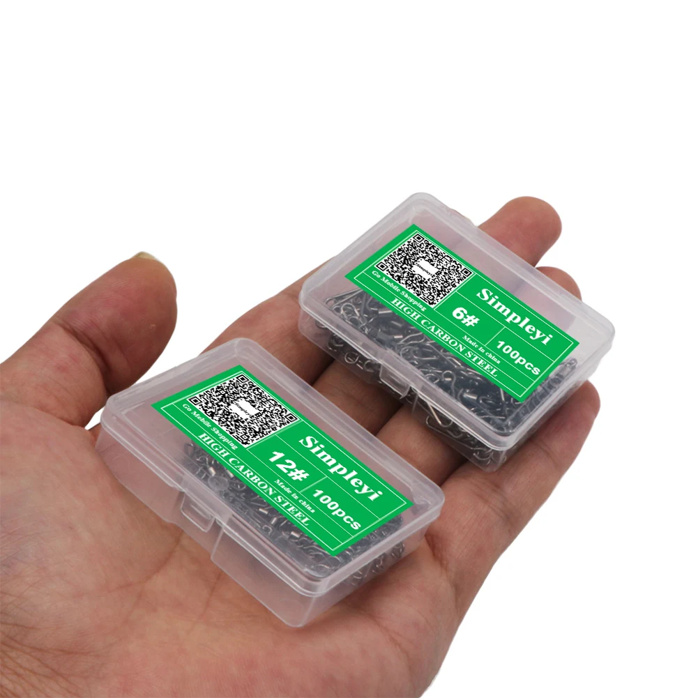 50-100pcs/box Fishing Swivels Connector 4#-12# Interlock Pin Snap Rolling Swivel For Fishhook Lure Carp Fish Snap Accessories