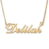 love heart delilah name necklace for women stainless steel gold silver nameplate pendant femme mother child girls gift