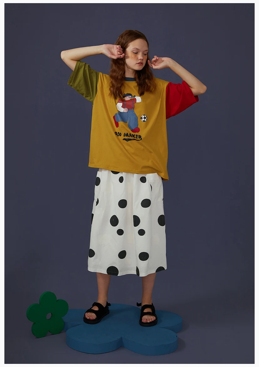 Харадзюку лето дизайн женская Свободная футболка хлопок мультфильм футбол печать женская футболка Топы Футболки цвет блок