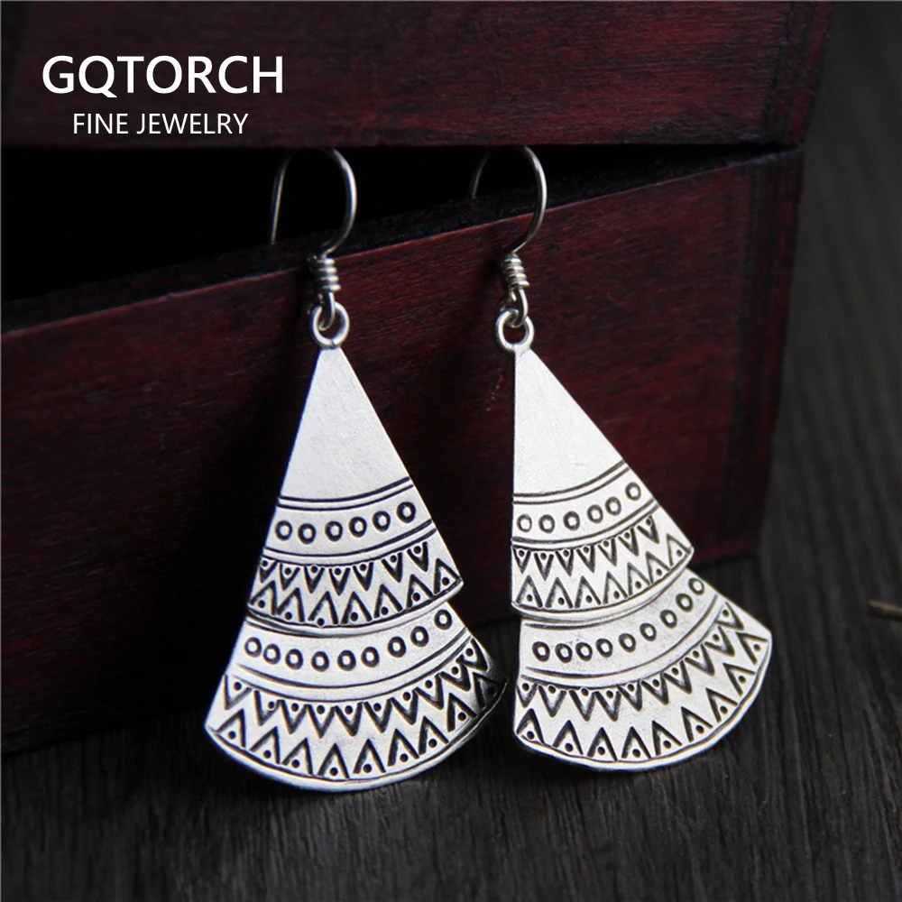 Женские двухслойные серьги ручной работы в богемном стиле из настоящего чистого