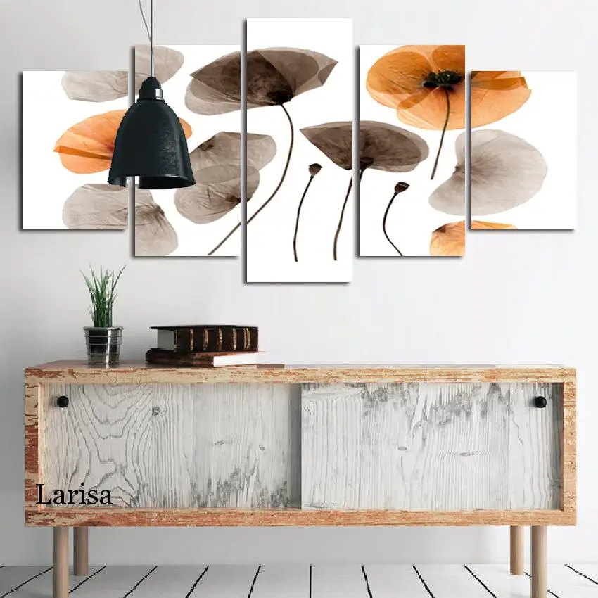 

Abstract Plant and Leaves 5 Panel Canvas Painting Plant Minimalist Nordic Prints Home Wall Decor Poster and Picture