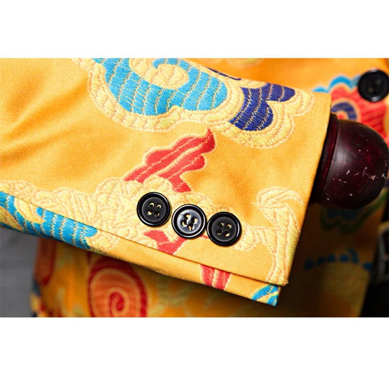 Мужской модный золотистый Блейзер Shenrun куртка с китайским драконом мужской