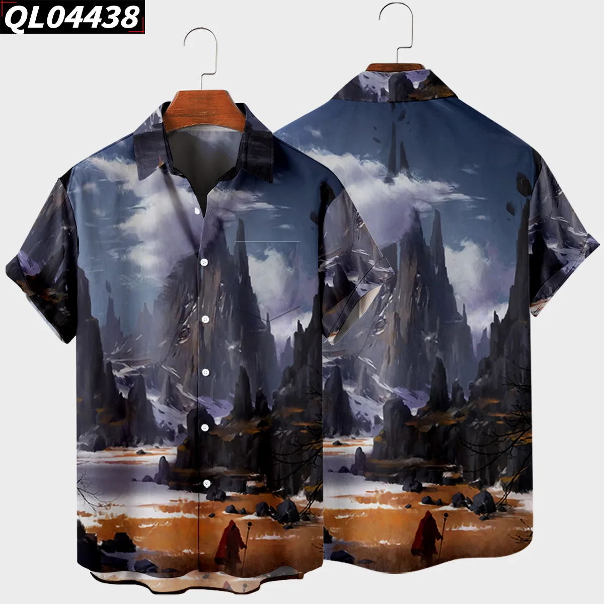 

Мужская пляжная гавайская рубашка с коротким рукавом и отложным воротником