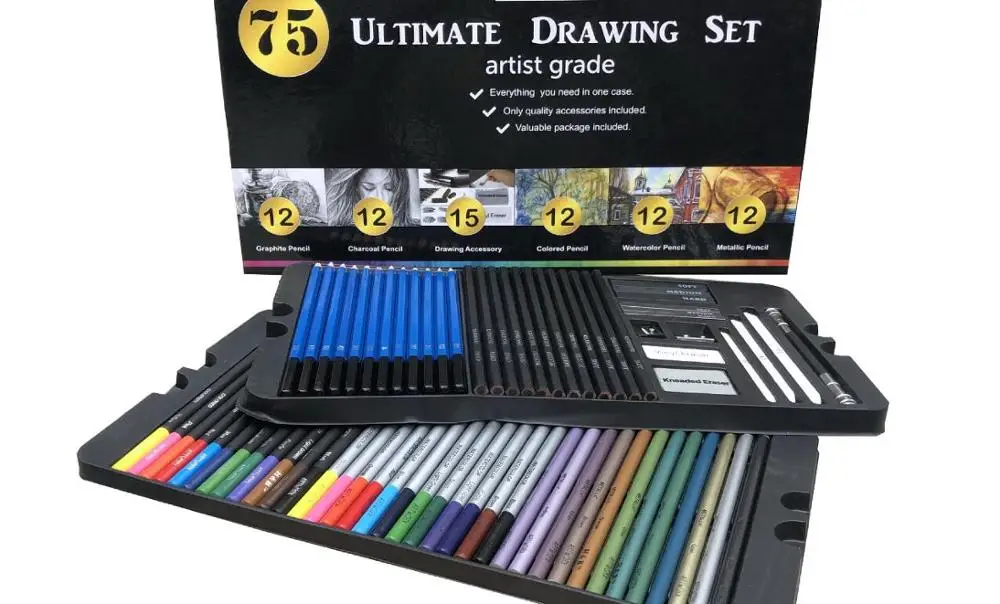 75 шт./компл. Набор цветных карандашей для рисования начинающих карандаш