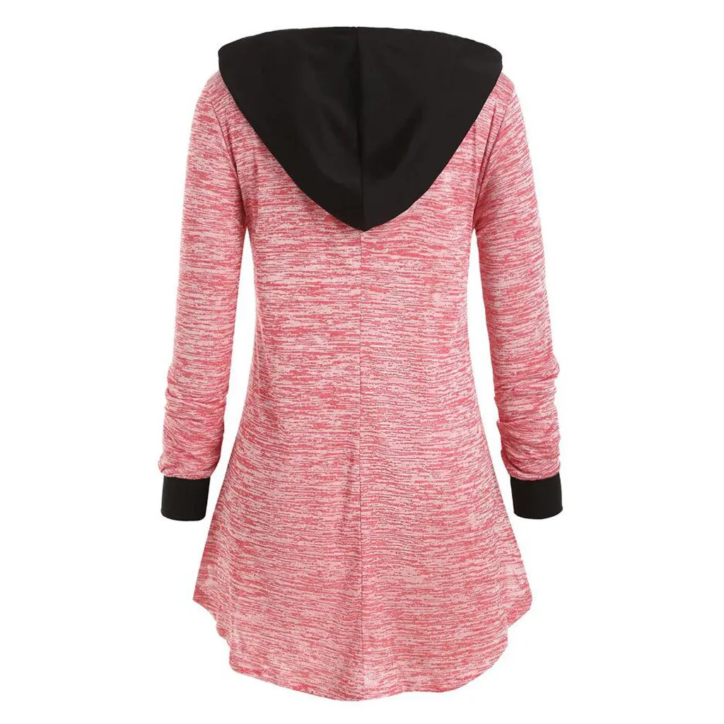 Многооттеночное крашение длинный рукав с капюшоном нерегулярная плиссированная толстовка женская Повседневная Плюс Размер туника-худи осенний Повседневный пуловер Топы