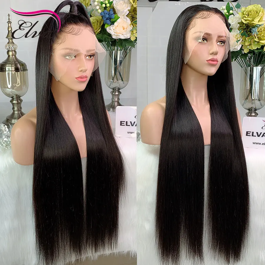 Elva Hair 150% Density Straight 13x6 Lace Front Human Wigs Pre Plucked With Baby Brazilian Remy For Black Women |
