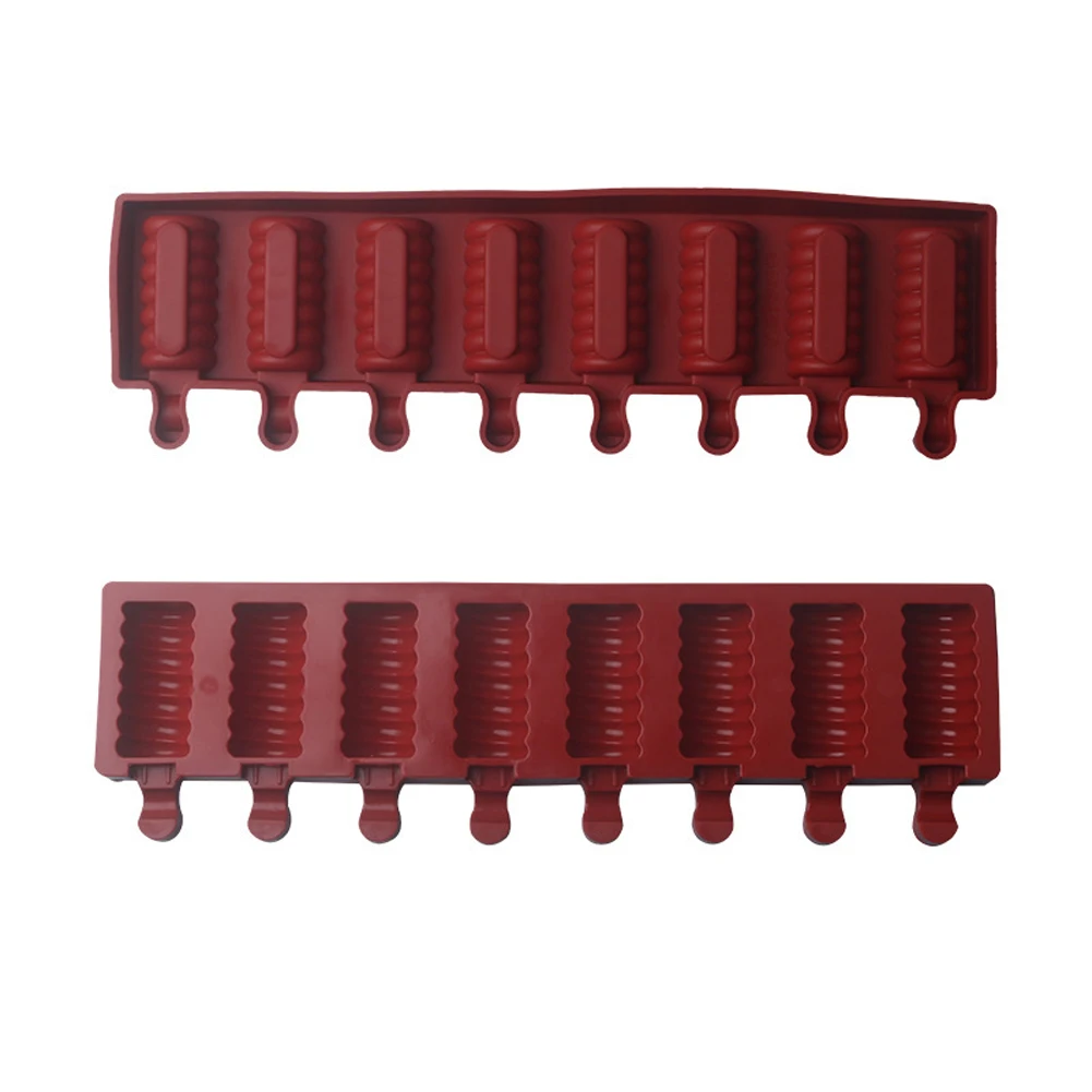 

8 Cell Silicone Frozen Ice Cream Mold Juice Popsicle Maker Ice Lolly Pop Mold With 50Pcs Wooden Sticks DIY Moulds Tray