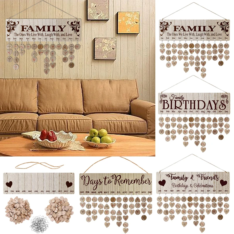 

Wood Diy Friend Family Birthday Reminder Calender Anniversary Gift Board Wooden Plaque Home Wall Hanging Decoration Art Crafts