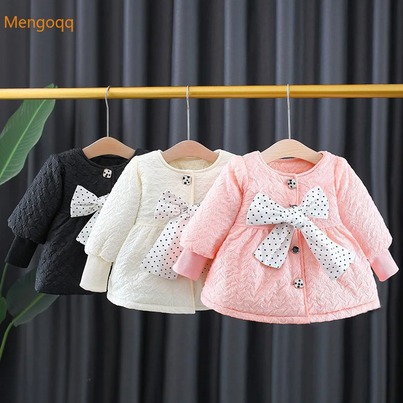 

Kids Baby Girls Winter Warm Clothes Bow Full Sleeve Top Coat Children Princess Jacket Toddler Wadded Outwear 0-3Y